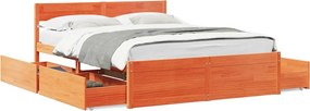 vidaXL viaszbarna tömör fenyőfa ágy matrac nélkül 140 x 200 cm
