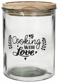Tognana Befőttesüveg fedővel, Dolce Casa Cooking with Love, 1.85 L, üveg, fa, áttetsző