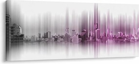 Kép - Panoráma a városra, rózsaszín-szürke (120x50 cm)