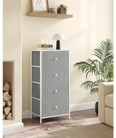 Tároló szekrény négy fiókkal, ruhás szekrény, galambszürke és krémfehér 80x30x85cm