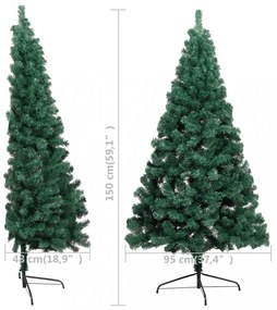 zöld PVC fél műkarácsonyfa állvánnyal 150 cm
