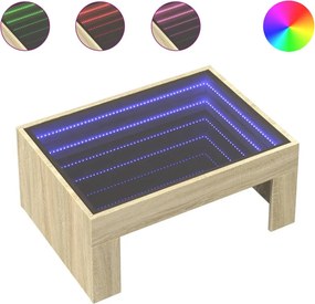 vidaXL sonoma tölgy végtelen hatású LED-es dohányzóasztal 70x50x30 cm