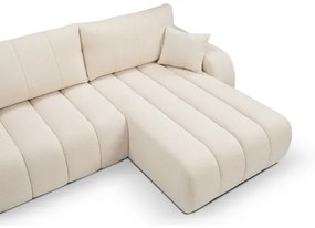 Jobb oldali, bézs, L-alakú, tárolós, kihúzható sarokkanapé DESIO