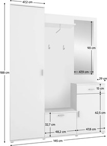 előszoba, fehér, AMALIA