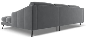 Szürke bársony sarokkanapé (jobb oldali) Nalu – Makamii