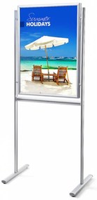Információs tábla deszkával 70 x 100 cm, kétoldalas, ezüst