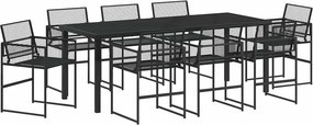 vidaXL Kert étkező szett 9 pcs Fekete Porszórt acél