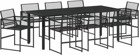 vidaXL Kert étkező szett 9 pcs Fekete Porszórt acél