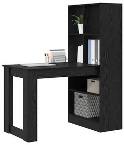 Asztal polcokkal Musta tammi 122 x 67 x 145 cm Faanyag