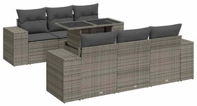 7 részes szürke polyrattan kerti ülőgarnitúra párnákkal