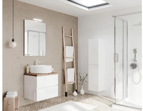 Easy 60cm-es két fiókos fürdőszobaszekrény fényes fehér &amp; természetes tölgy