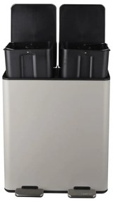 Szürkésbarna acél szelektív pedálos szemetes 2x20 l Aliya – Spirella