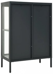 antracitszürke acél és üveg tálalószekrény 75 x 35 x 105 cm