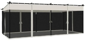 krémszínű acél pavilon hálós oldalakkal 6 x 3 m