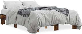 vidaXL füstös tölgyszínű szerelt fa és fém ágykeret 140x190 cm
