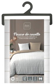 Fehér-bézs kétszemélyes pamut ágyneműhuzat 200x200 cm Cadria – douceur d'intérieur