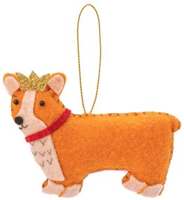 Textil kézzel készített karácsonyfadísz 5,5 cm Corgi – Sass &amp; Belle