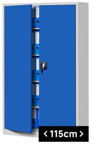Fém iratszekrény JAN II, 1150 x 185 x 400 mm, szürke-kék