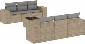 vidaXL 7 részes bézs polyrattan kerti ülőgarnitúra párnákkal