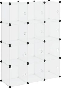 vidaXL átlátszó PP tárolókocka-rendszerező 12 kockával és ajtókkal