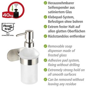 Matt ezüstszínű öntapadós üveg szappanadagoló 200 ml Orea – Wenko