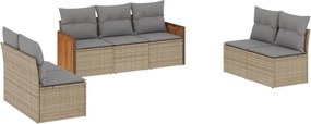 vidaXL 7 részes bézs polyrattan kerti ülőgarnitúra párnákkal