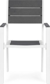 Kerti szék, MultiGarden YC-051KD-4-5, fehér/sötétszürke, 54,5 x 52 x 89 cm, acél keret, HDPE ülő- és háttámla, 150 kg teherbírás, 2 db-os szett