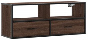 barna tölgy színű szerelt fa és fém TV-szekrény 100x31x39,5 cm