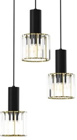 Csillár zsinóron CRISTAL 3xE27/60W/230V fekete