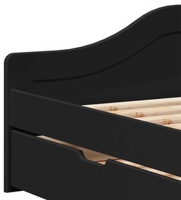 Napozóágy 2 fiókkal matrac nélkül IRUN Fekete 90x200 cm