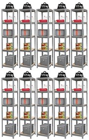 AKCIÓS CSOMAG, 10 DARAB SALGÓ POLC 1800x400x400 mm fém horganyzott 5-polc, teherbírás 875 kg