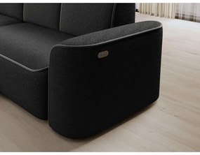 Sötétszürke buklé sarokkanapé (bal oldali-heverő résszel) Ume – ELTAP