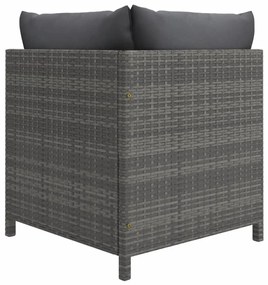 szürke elemes polyrattan sarokkanapé párnákkal