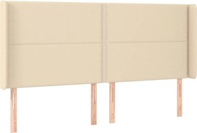 vidaXL krémszínű szövet fejtámla szárnyakkal 203x16x118/128 cm