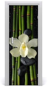 Fotótapéta ajtóra Orchidea és bambusz 75x205 cm