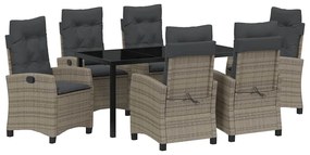 vidaXL Kert étkező szett párnával 7 pcs Szürke polirattan