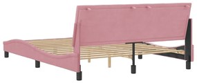 rózsaszín bársony ágykeret matrac nélkül Hanko 160 x 200 cm