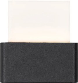 Kültéri fali lámpa fekete, beépített LED-del, házszámokkal, IP54 - Kandi