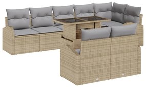 Kerti Kanapé Szett 9 pcs bézs és világosszürke 100 x 55 x 73 cm