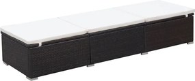 vidaXL barna polyrattan napozóágy párnával