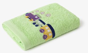 Goldea gyermek frottír törölköző - vonat a zöldön 30 x 50 cm