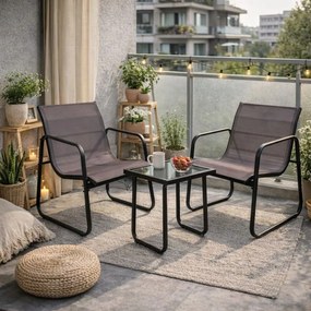 Kerti relax szett 2 szék asztal acél/textil összecsukható