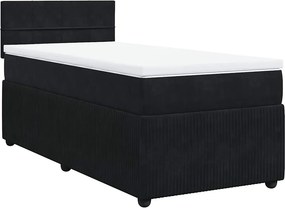 vidaXL fekete bársony rugós ágy matraccal 100 x 200 cm