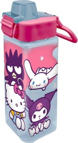 Hello Kitty Friends square műanyag szívószálas kulacs 500 ml