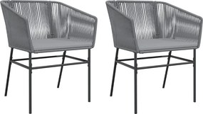 vidaXL 2 db szürke polyrattan kerti szék párnákkal