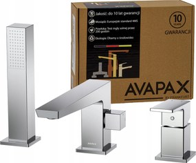 Kádtöltő csaptelep álló kád szélére 3 lyukú zuhanyfejjel króm Avapax