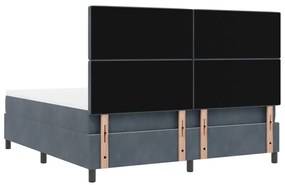 Boxspring Ágy Mattal Sötétszürke Szuper Király Bársonyos