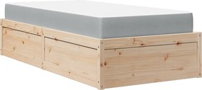 vidaXL tömör fenyőfa ágykeret matraccal l 100 x 200 cm