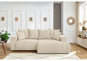 Krémszínű bársony sarokkanapé Enjoy – Bobochic Paris