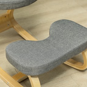 HOMCOM Térdelő Szék, Ergonomikus Hintázó Fa Térdelő Szék Otthoni Irodához, Testtartás Javítása, Hátfájás, Szürke | Aosom